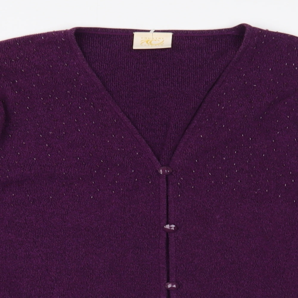 Country Casuals Womens Purple V-Neck  Cotton Cardigan Jumper Size L