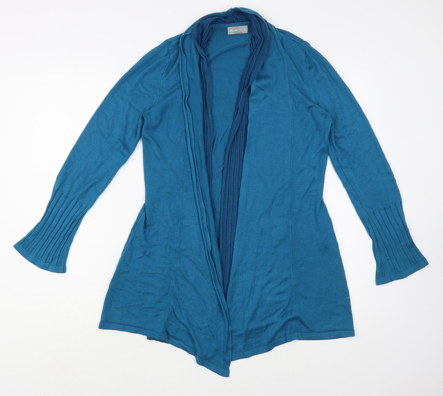 Per Una Womens Blue Collared  Viscose Cardigan Jumper Size 10