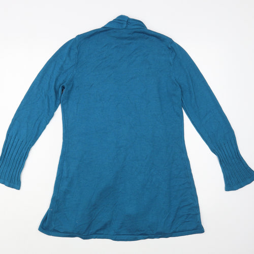 Per Una Womens Blue Collared  Viscose Cardigan Jumper Size 10