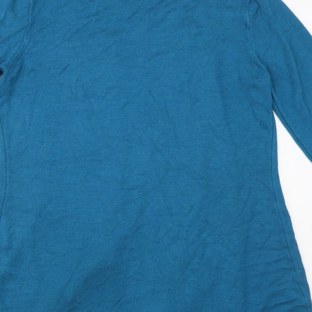Per Una Womens Blue Collared  Viscose Cardigan Jumper Size 10