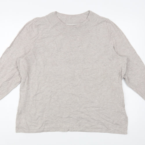Bonmarché Womens Beige Round Neck  Viscose Pullover Jumper Size L