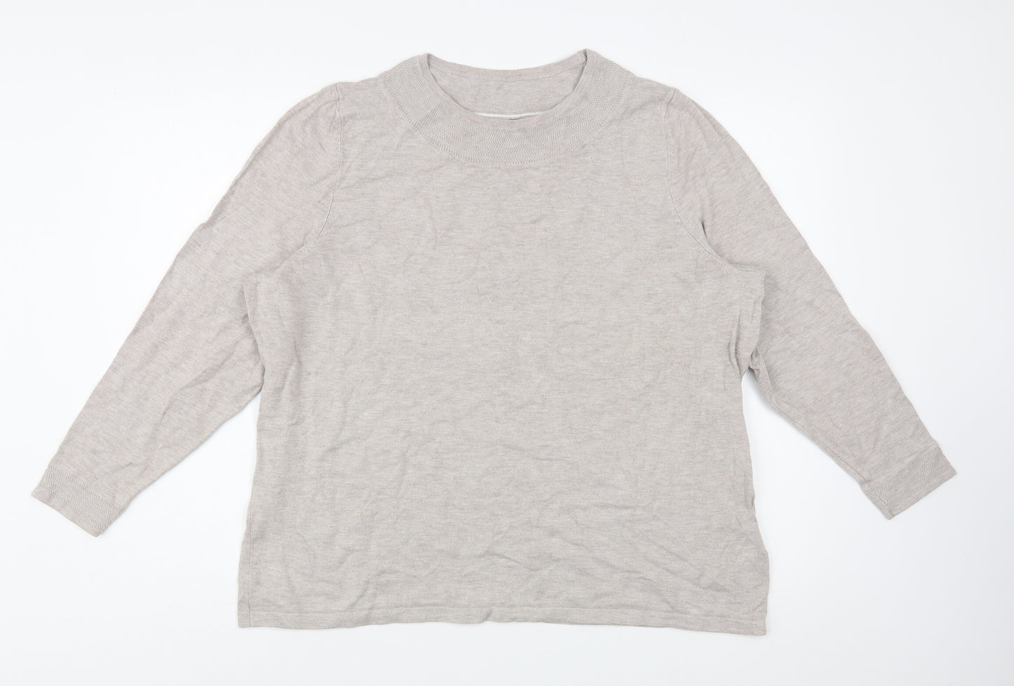 Bonmarché Womens Beige Round Neck  Viscose Pullover Jumper Size L