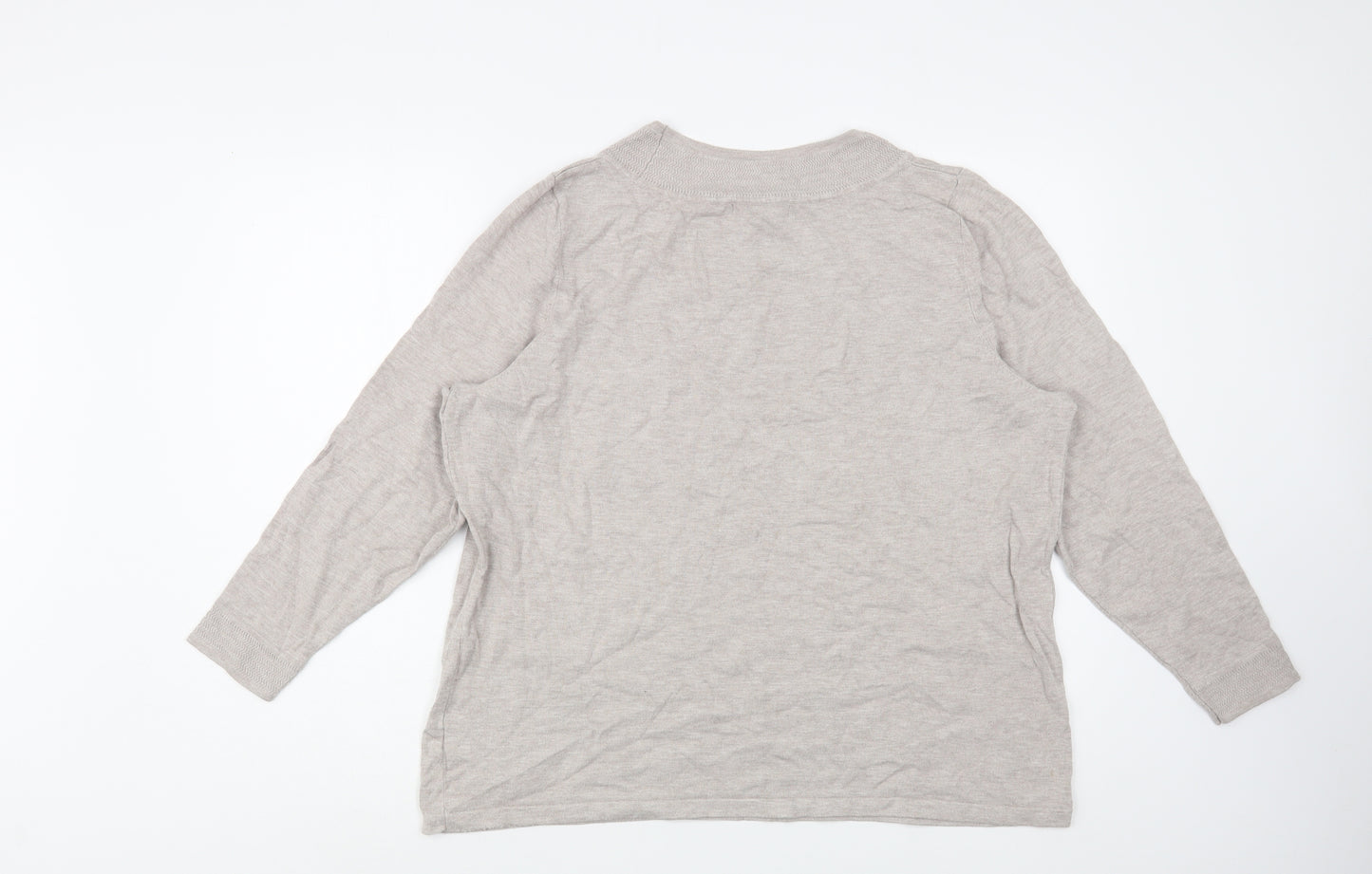 Bonmarché Womens Beige Round Neck  Viscose Pullover Jumper Size L