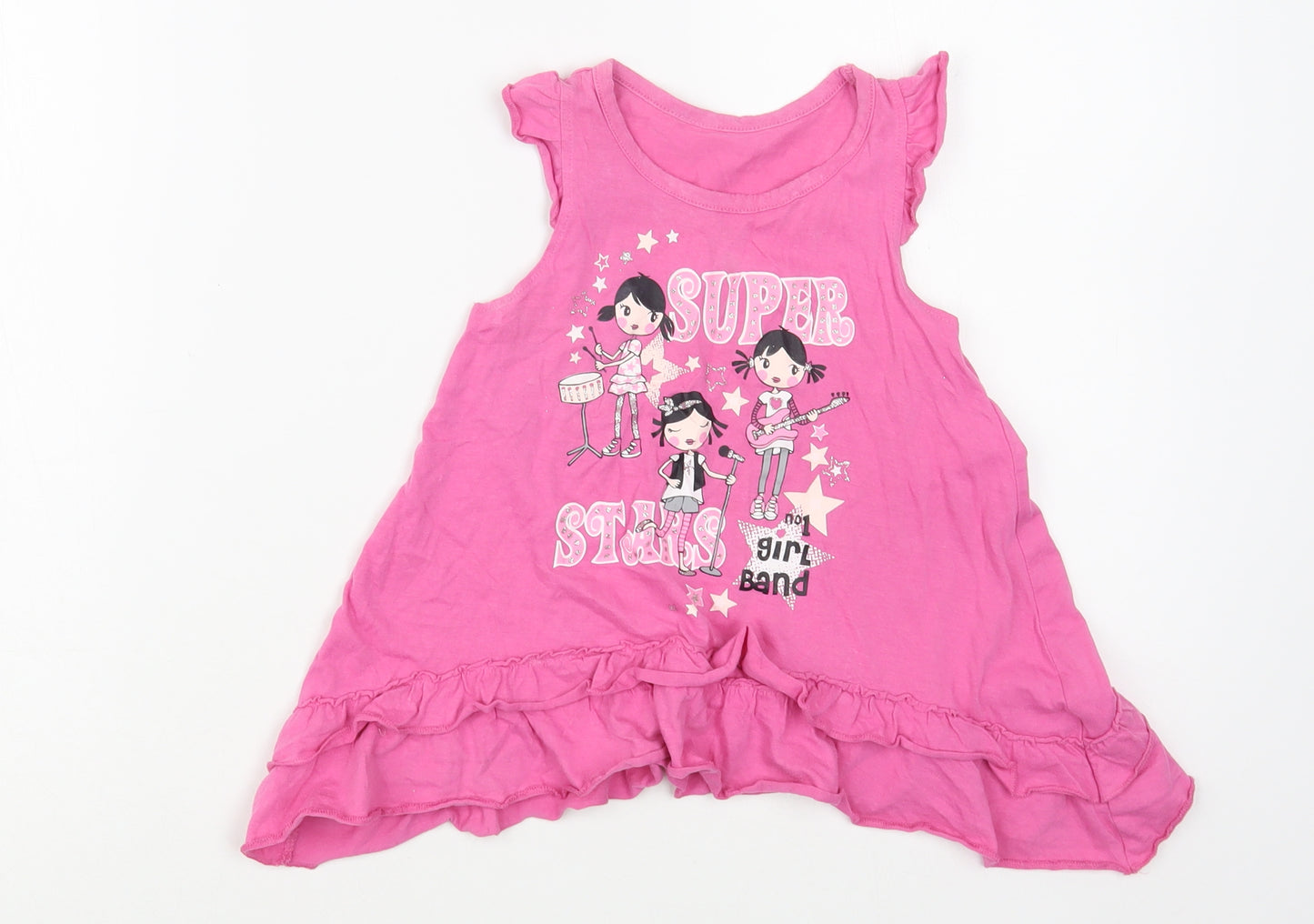 Dunnes Stores Baby Pink  Cotton Tunic T-Shirt Size 18-24 Months Crew Neck Pullover - Girl Band