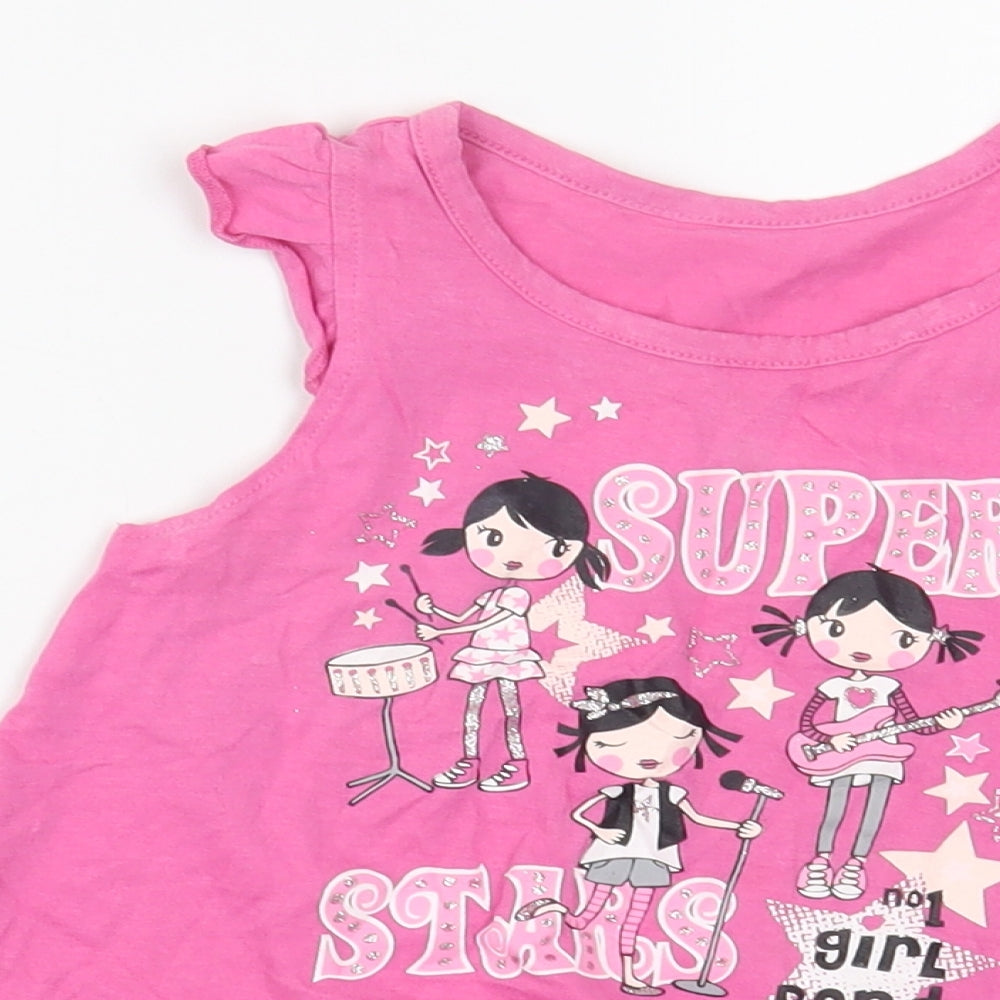 Dunnes Stores Baby Pink  Cotton Tunic T-Shirt Size 18-24 Months Crew Neck Pullover - Girl Band