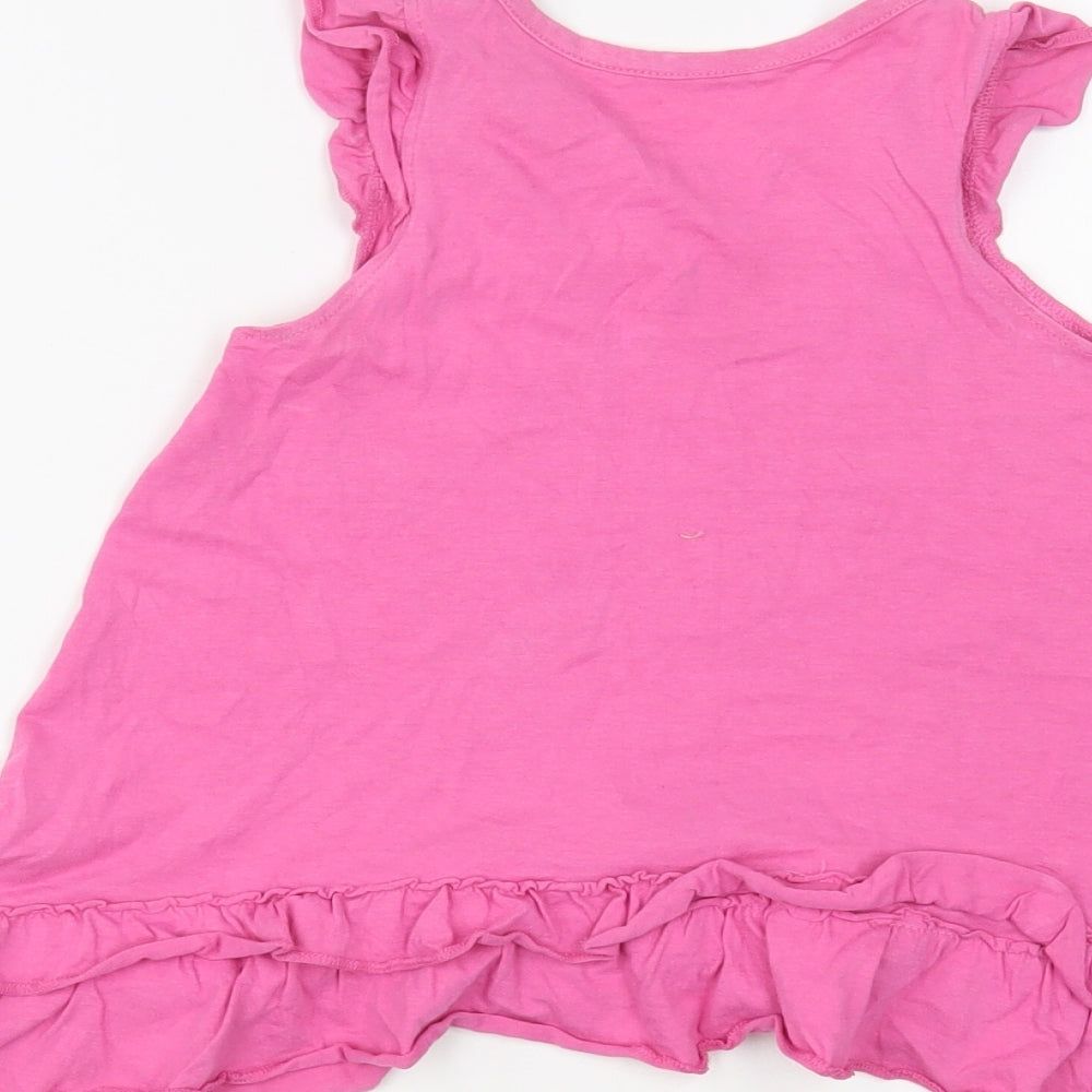 Dunnes Stores Baby Pink  Cotton Tunic T-Shirt Size 18-24 Months Crew Neck Pullover - Girl Band