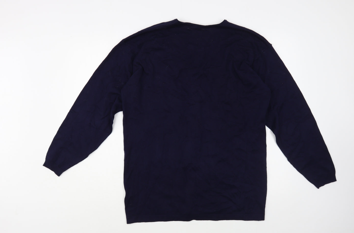 Pitlochry Womens Blue V-Neck  Cotton Cardigan Jumper Size L