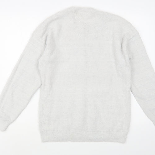 F&F Girls Grey Crew Neck  Polyamide Tunic Jumper Size 13-14 Years  Pullover