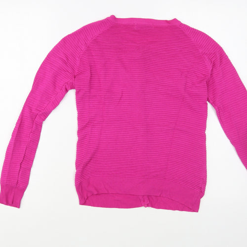 d.e,c.k. Womens Pink Round Neck  Viscose Cardigan Jumper Size S