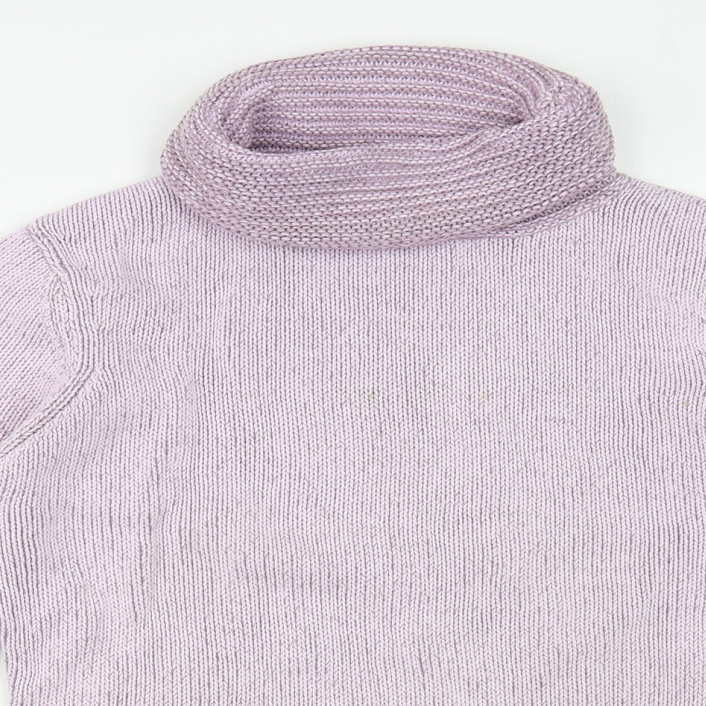 Per Una Womens Purple Roll Neck  Cotton Pullover Jumper Size L