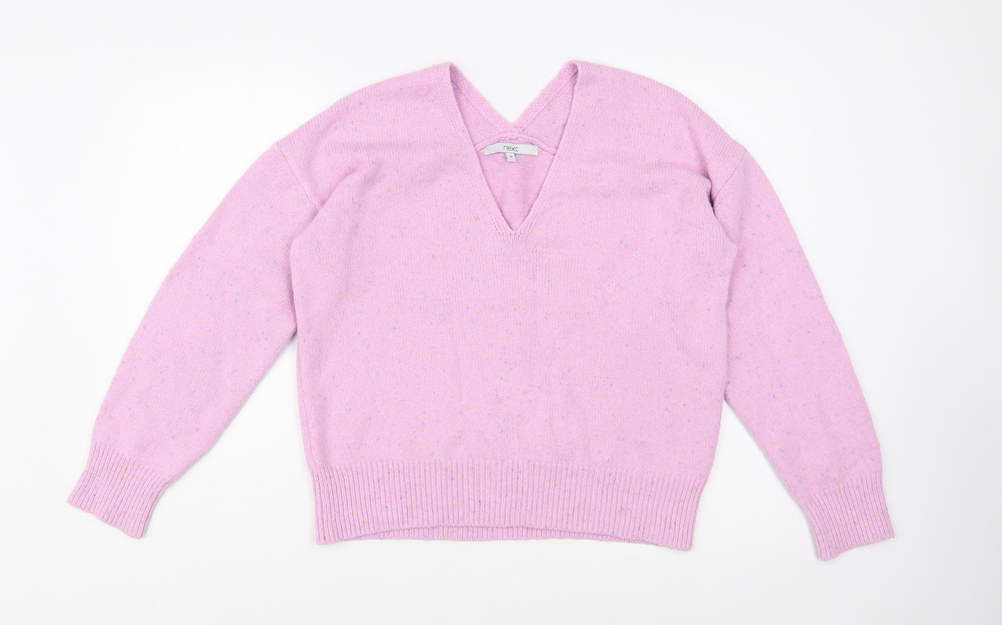 NEXT Womens Pink V-Neck  Cotton Pullover Jumper Size M