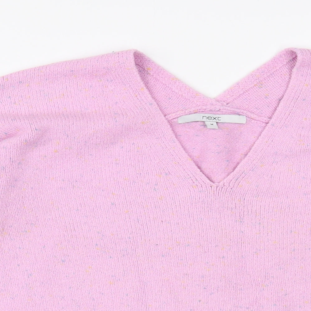 NEXT Womens Pink V-Neck  Cotton Pullover Jumper Size M
