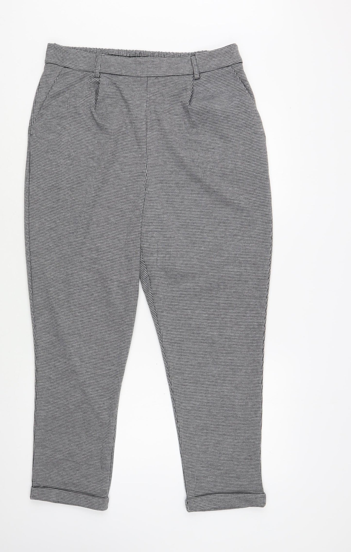 F&F Womens Grey Houndstooth Polyester Trousers  Size 16 L27 in Regular
