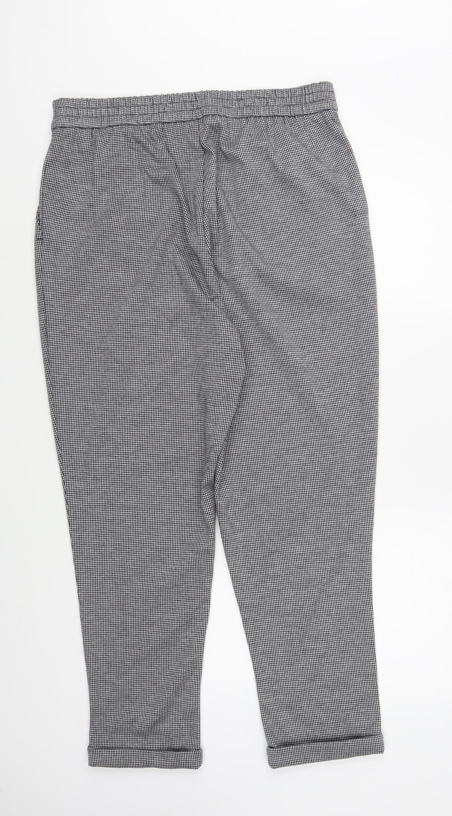 F&F Womens Grey Houndstooth Polyester Trousers  Size 16 L27 in Regular