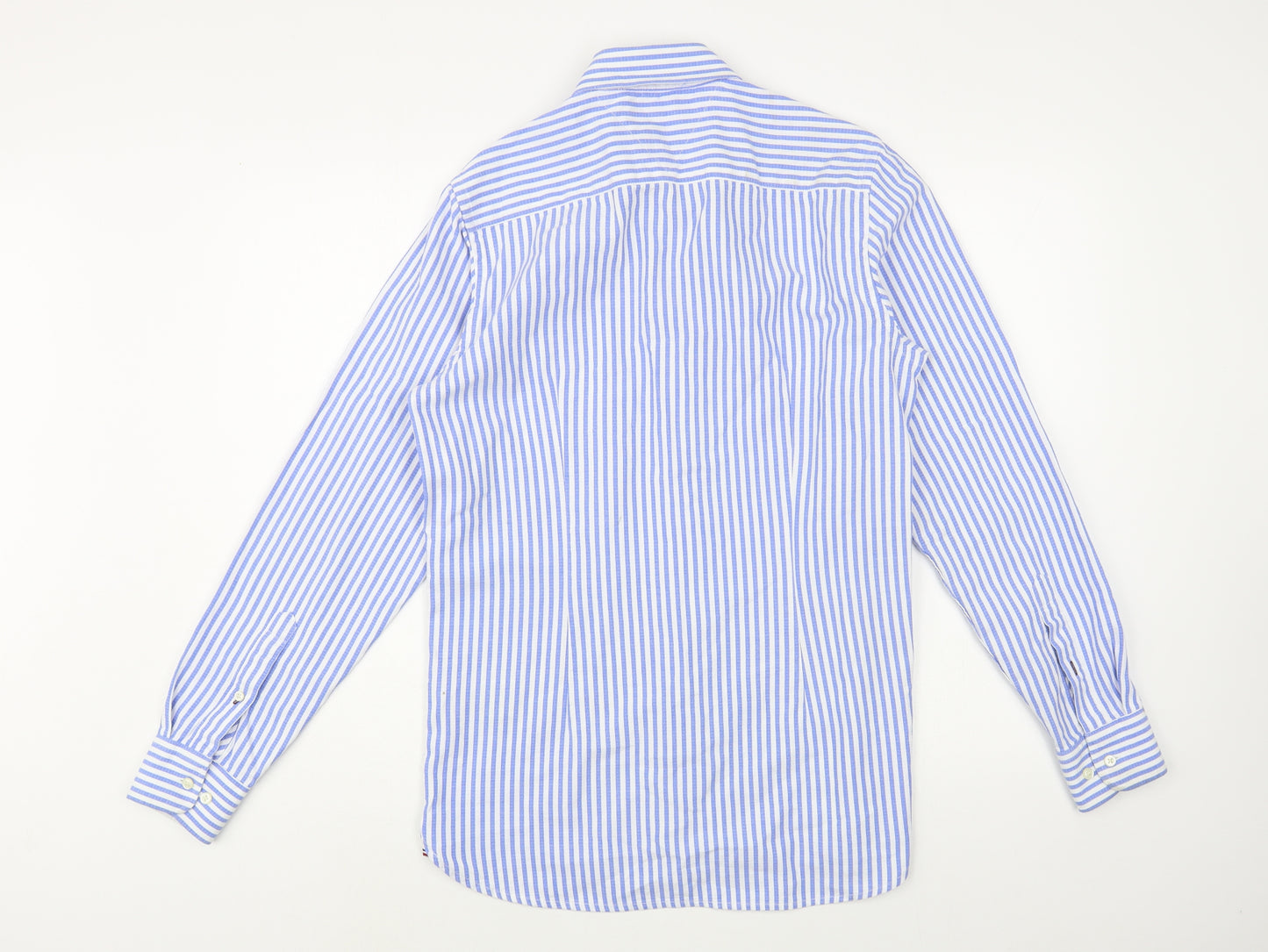 Tommy Hilfiger Mens Blue Striped Cotton  Button-Up Size S Collared Button