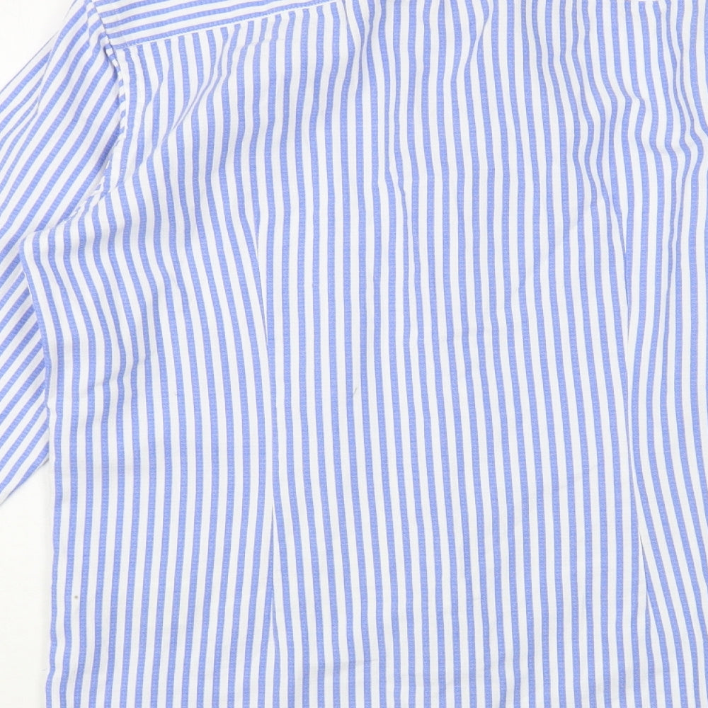 Tommy Hilfiger Mens Blue Striped Cotton  Button-Up Size S Collared Button