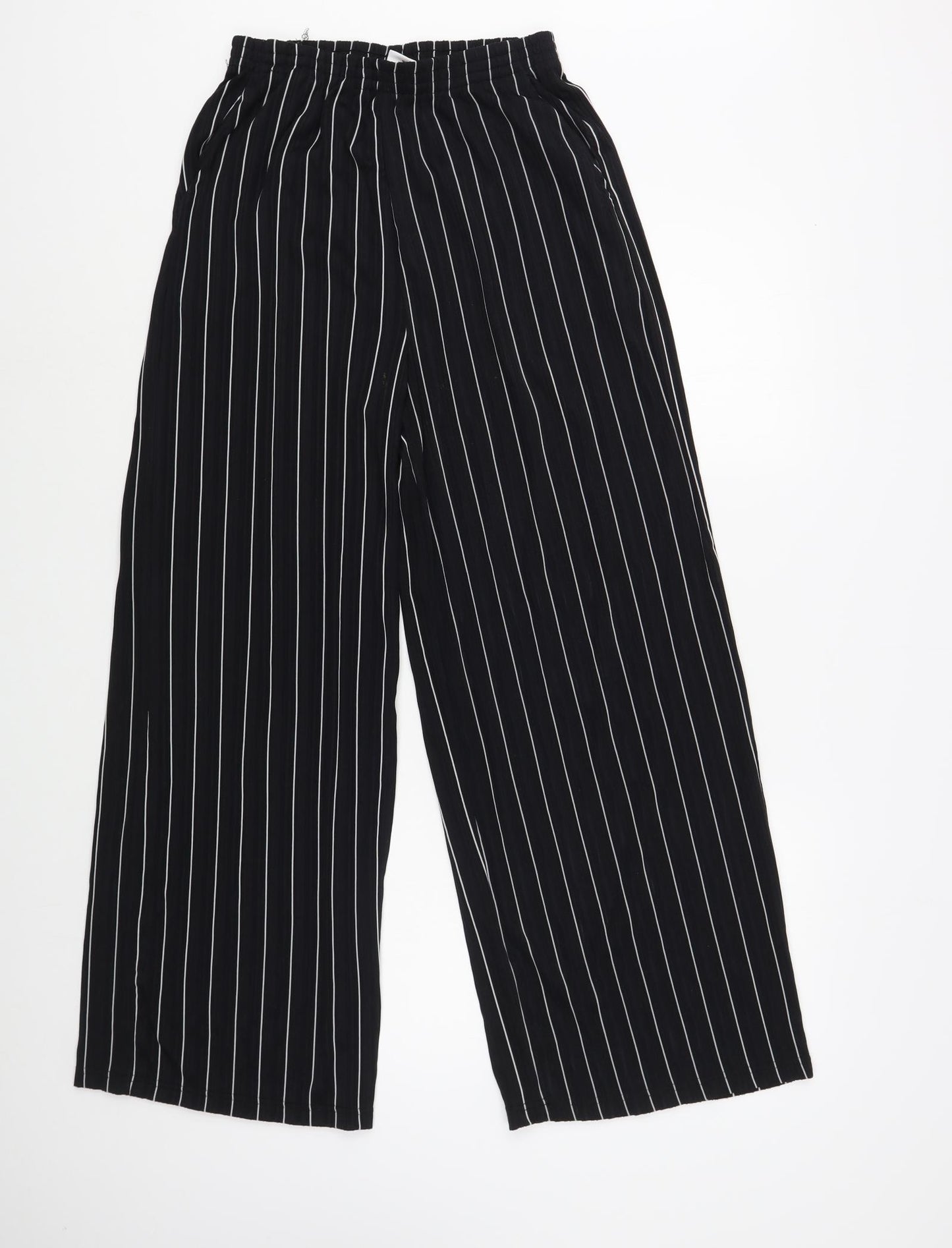 Lee Cooper Womens Black Striped Polyester Trousers  Size 12 L28 in Regular