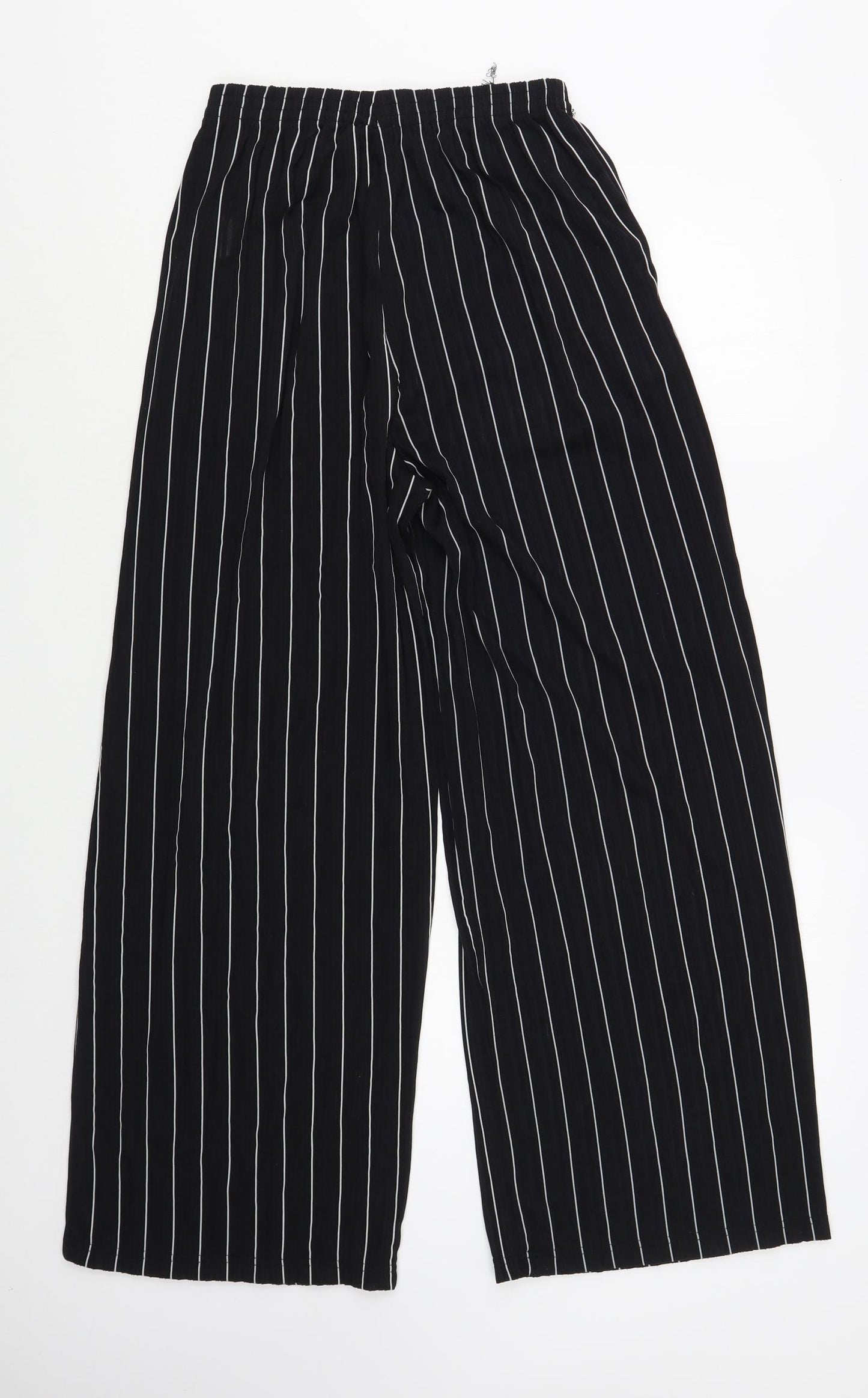 Lee Cooper Womens Black Striped Polyester Trousers  Size 12 L28 in Regular