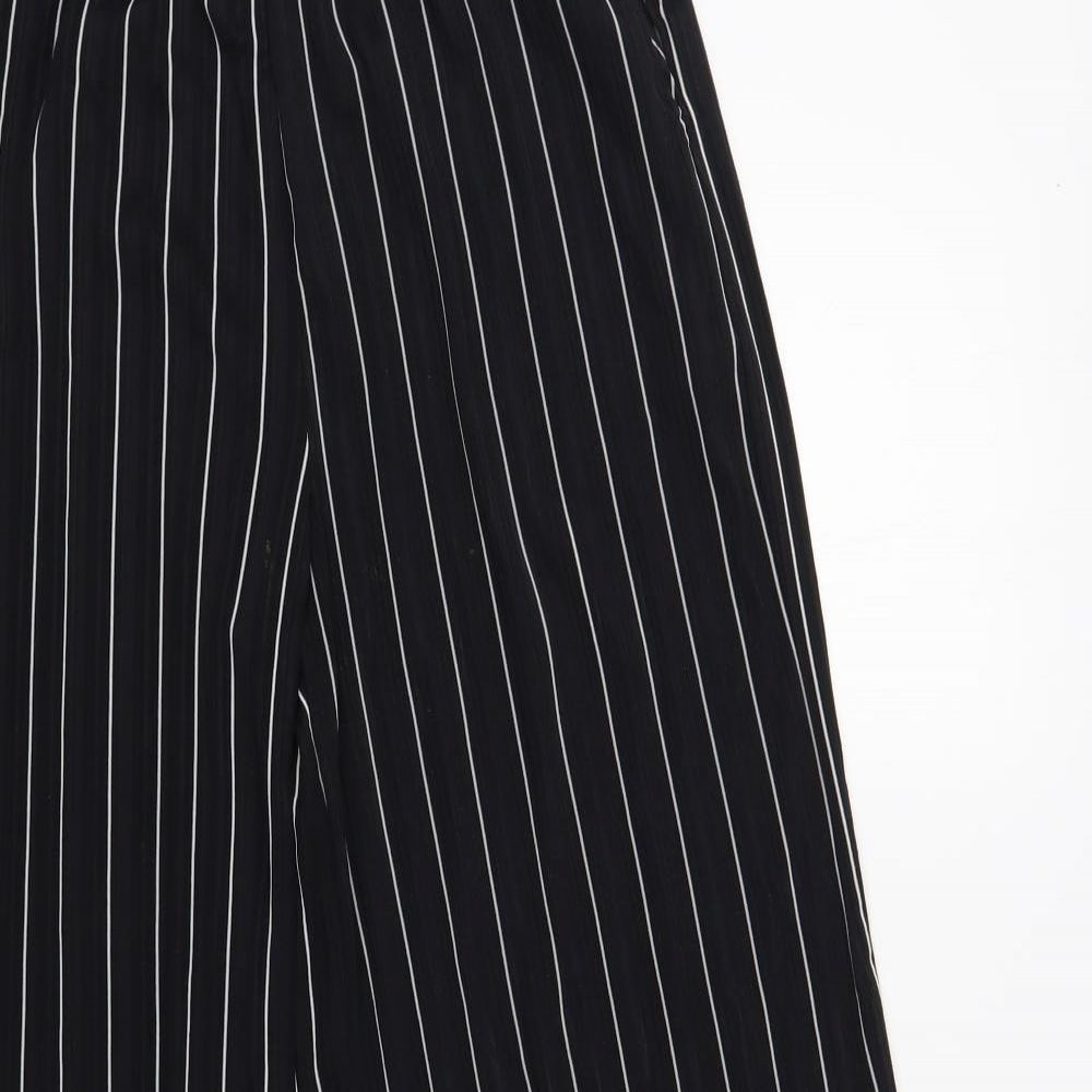 Lee Cooper Womens Black Striped Polyester Trousers  Size 12 L28 in Regular