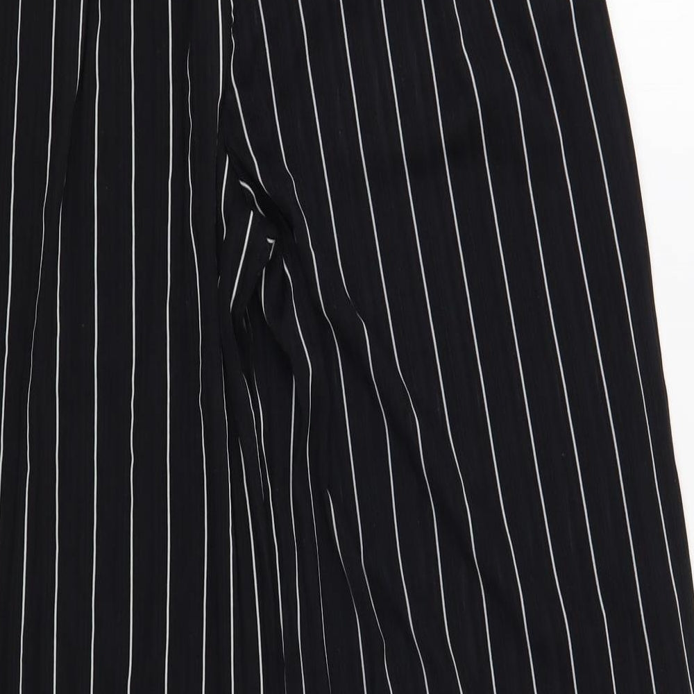 Lee Cooper Womens Black Striped Polyester Trousers  Size 12 L28 in Regular