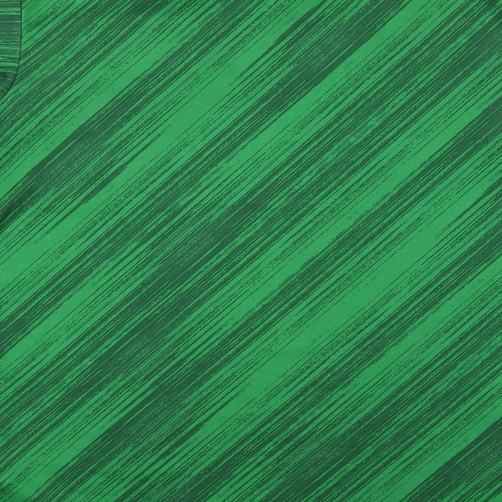 adidas Mens Green Striped Polyester  T-Shirt Size M V-Neck  - Irish Football Association