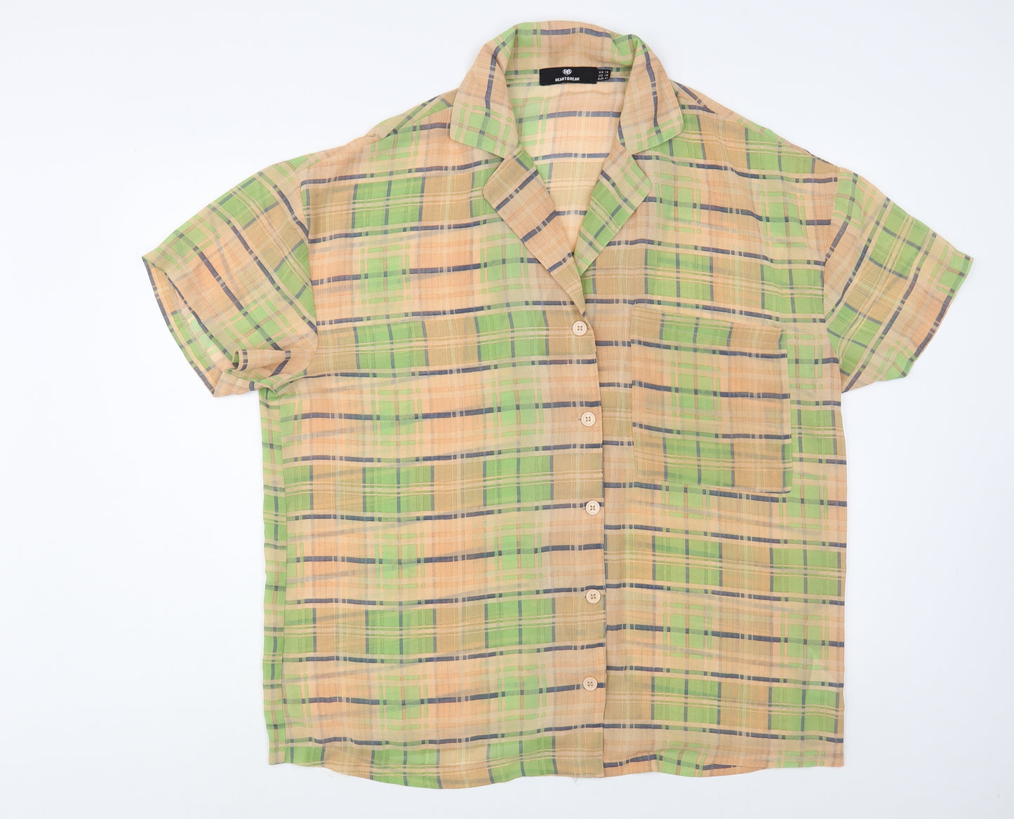 Heartbreak Womens Orange Plaid Polyester Basic Button-Up Size 18 Collared