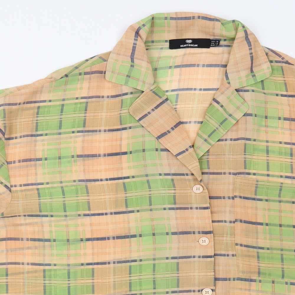 Heartbreak Womens Orange Plaid Polyester Basic Button-Up Size 18 Collared