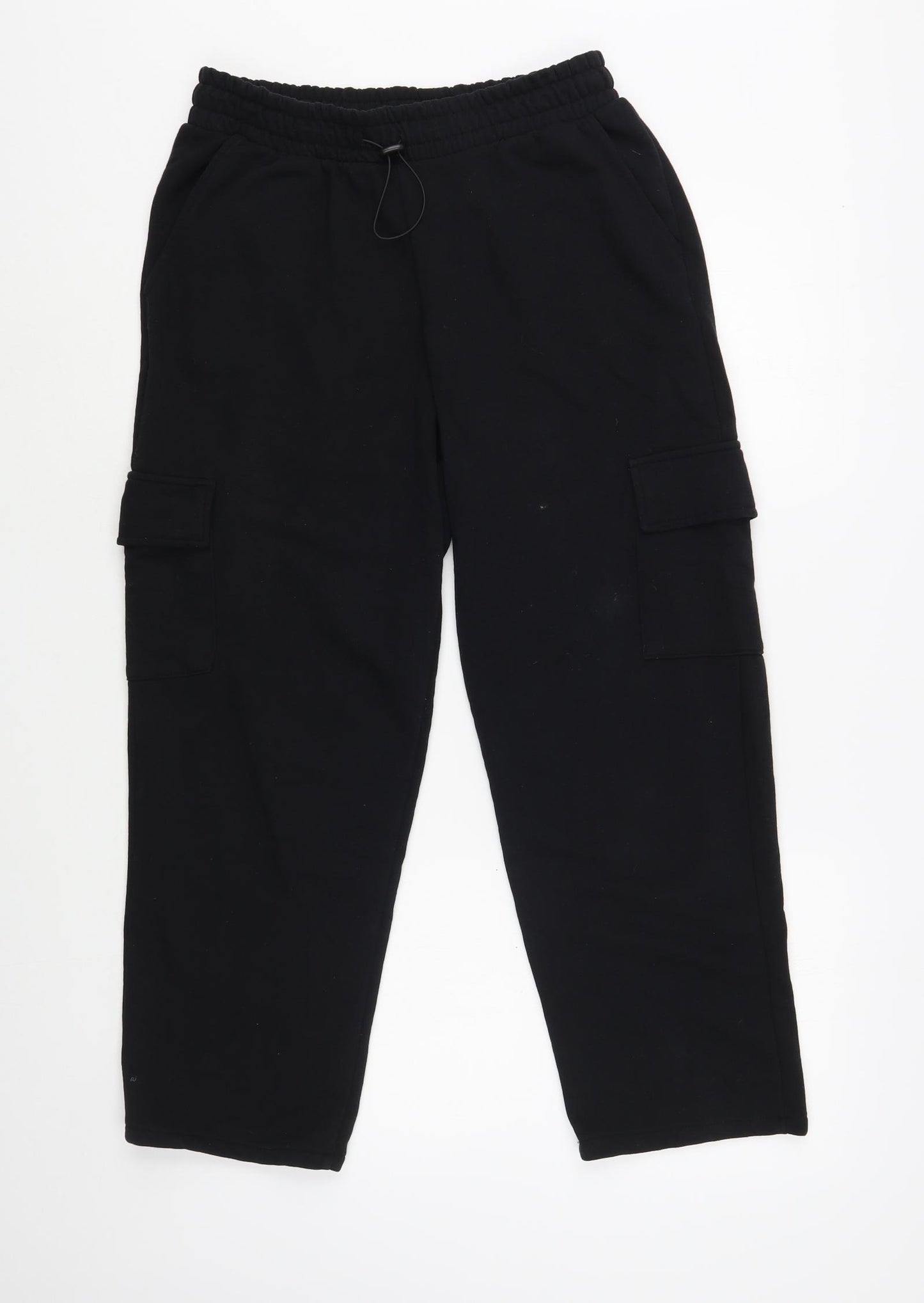Primark Womens Black  Cotton Jogger Trousers Size 8 L27 in Regular Drawstring