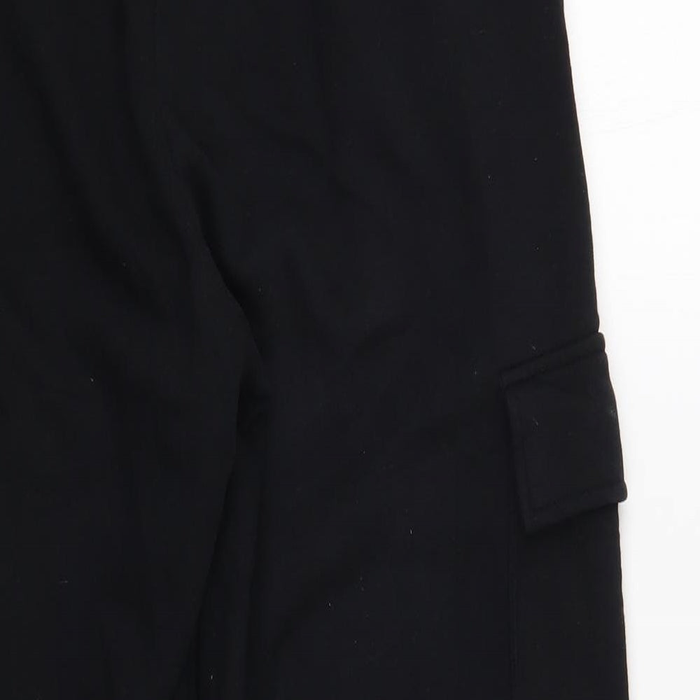 Primark Womens Black  Cotton Jogger Trousers Size 8 L27 in Regular Drawstring