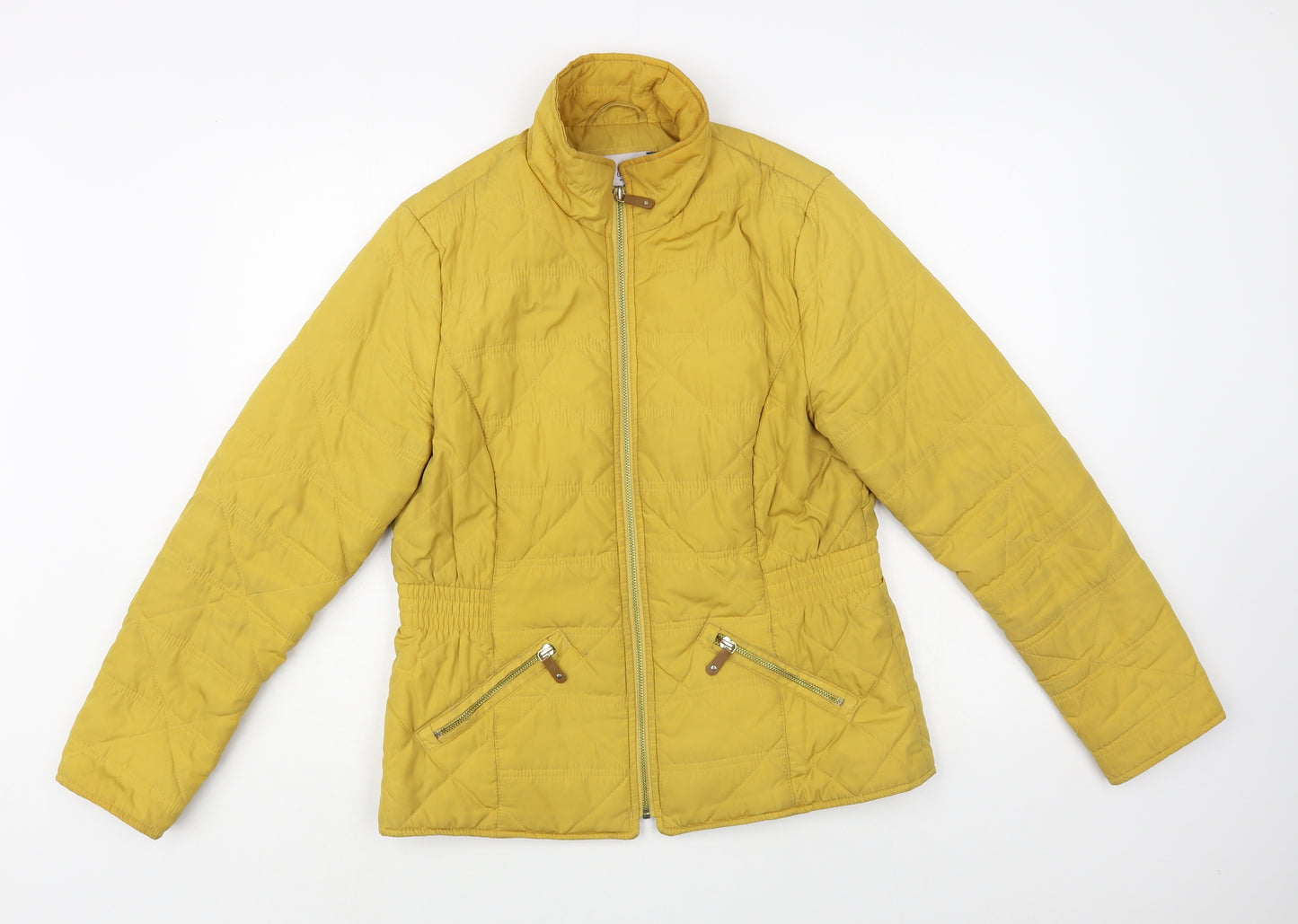 Per Una Womens Yellow   Quilted Jacket Size 12  Zip