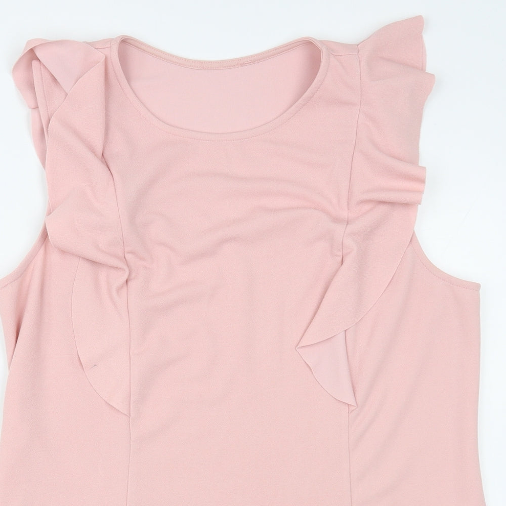 Matalan Womens Pink  Polyester Basic Blouse Size 14 Crew Neck
