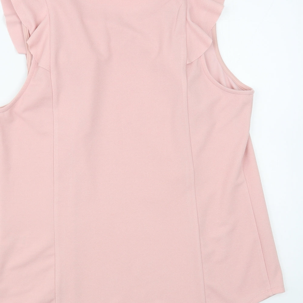 Matalan Womens Pink  Polyester Basic Blouse Size 14 Crew Neck