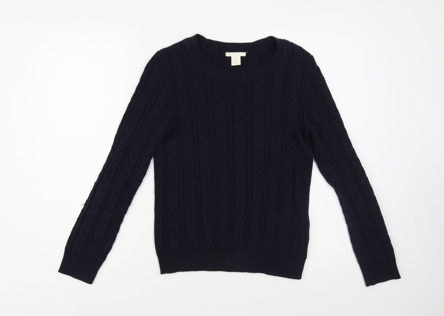 H&M Womens Blue Crew Neck  Acrylic Pullover Jumper Size XS