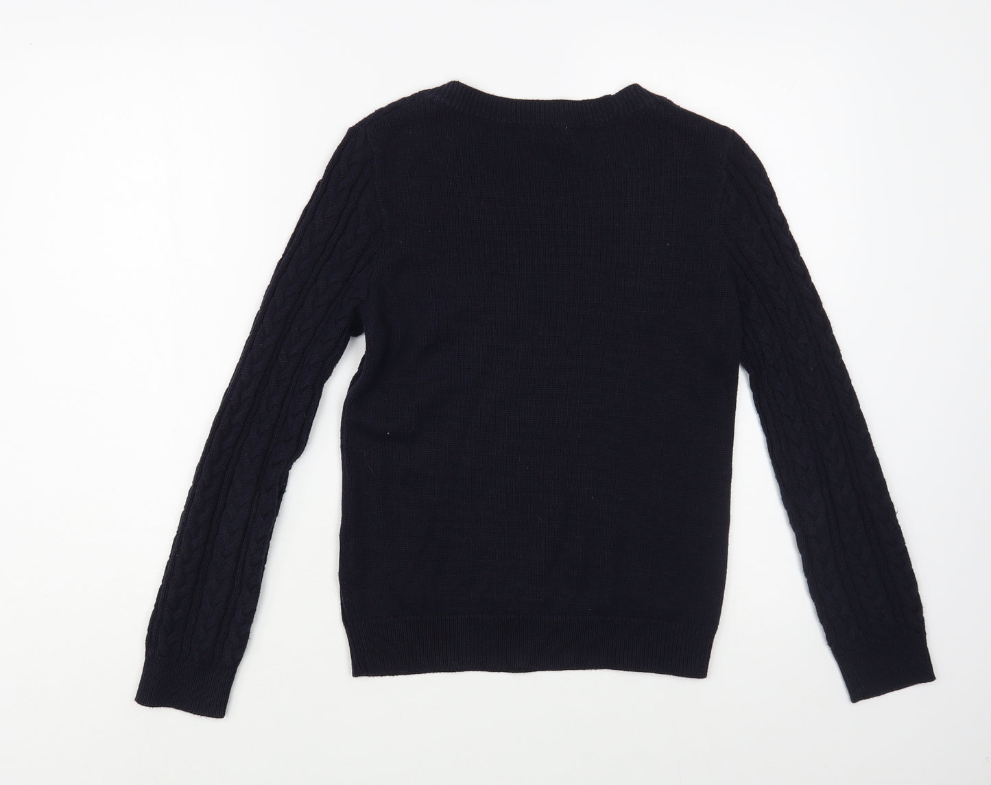 H&M Womens Blue Crew Neck  Acrylic Pullover Jumper Size XS