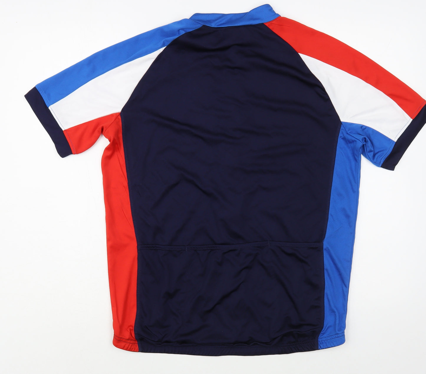 Team GB Mens Blue Colourblock Polyester Pullover T-Shirt Size L High Neck Zip