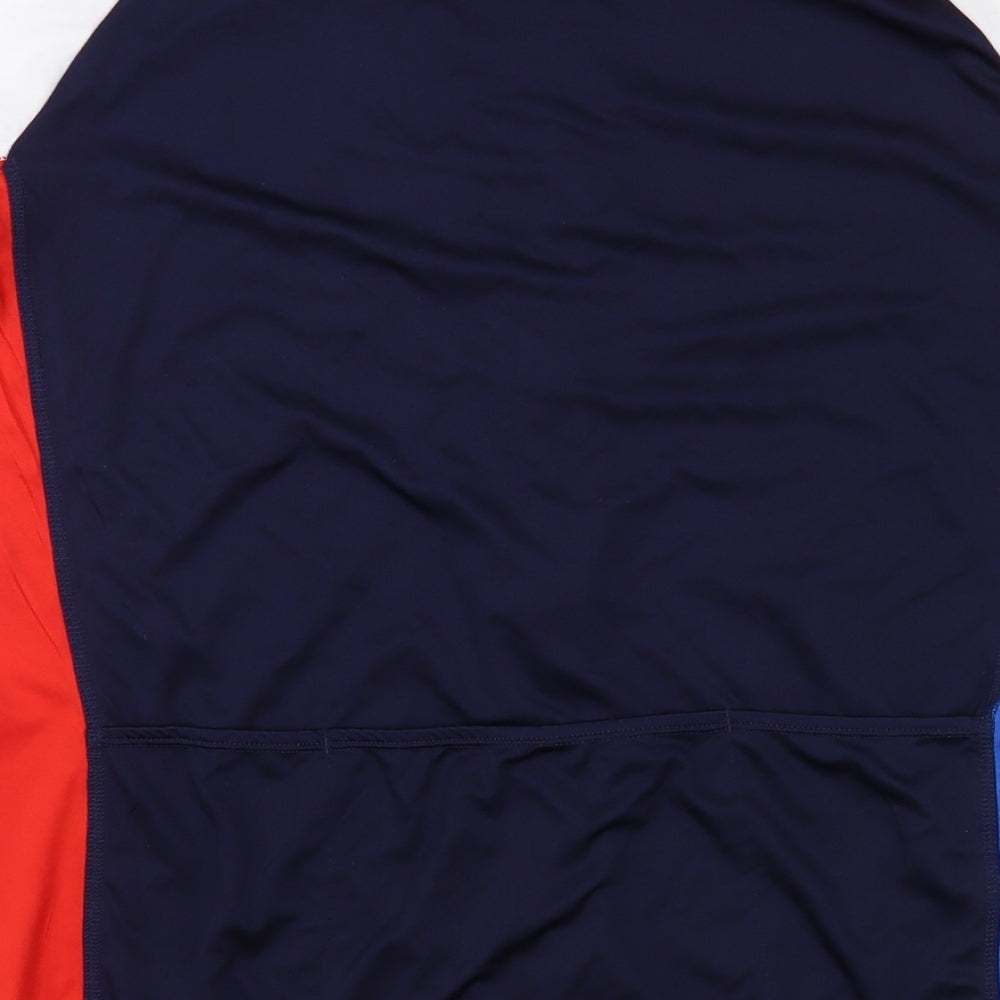 Team GB Mens Blue Colourblock Polyester Pullover T-Shirt Size L High Neck Zip