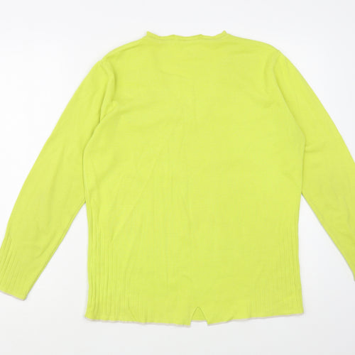 No 2moro Womens Green V-Neck  Cotton Pullover Jumper Size M
