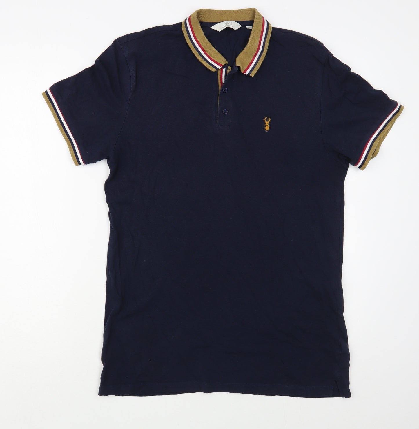 NEXT Mens Blue  Cotton  Polo Size M Collared Button