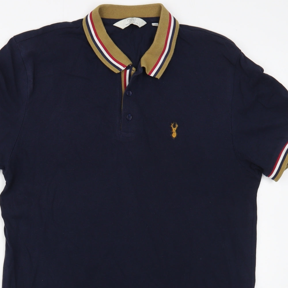 NEXT Mens Blue  Cotton  Polo Size M Collared Button