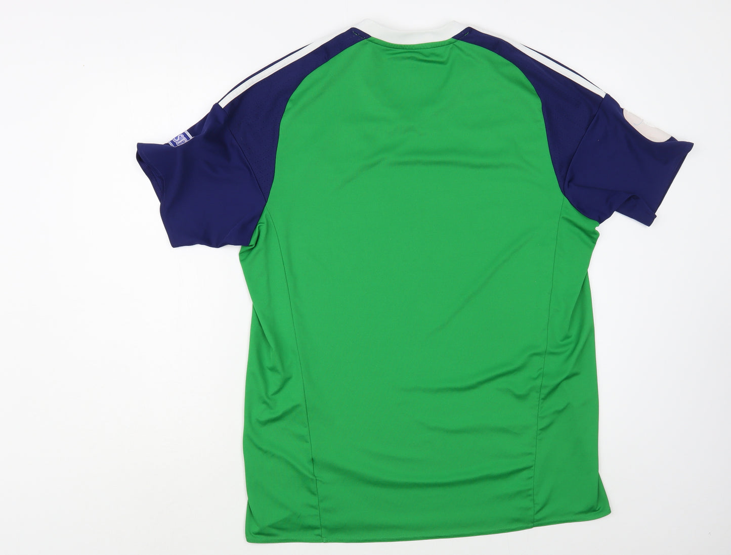 adidas Mens Green  Polyester  T-Shirt Size L V-Neck  - Irish Football Association