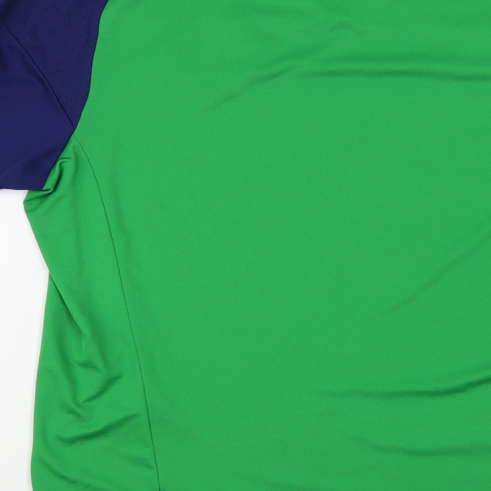 adidas Mens Green  Polyester  T-Shirt Size L V-Neck  - Irish Football Association