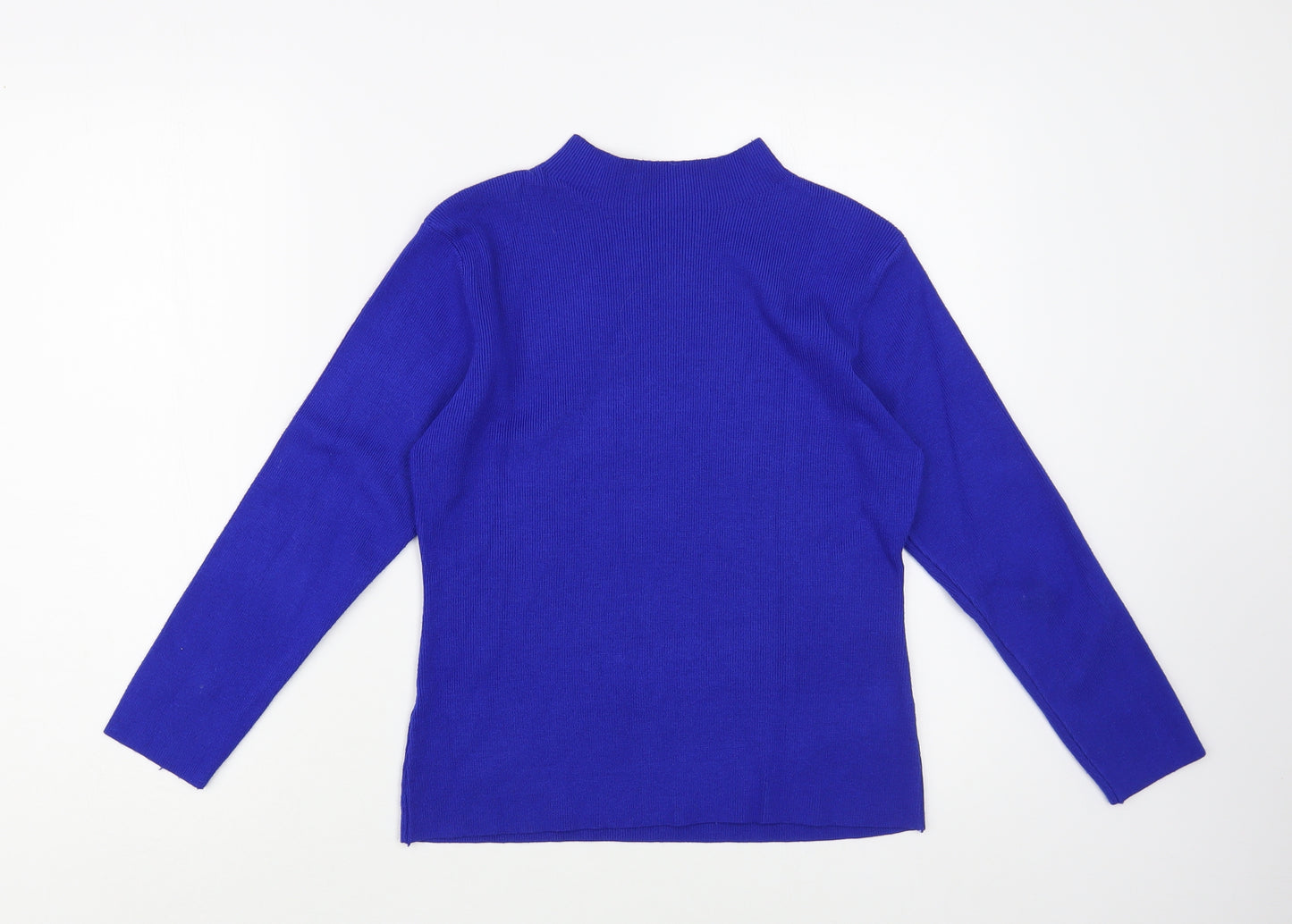 Zeva Womens Blue Mock Neck  Viscose Pullover Jumper Size S   - Vogue