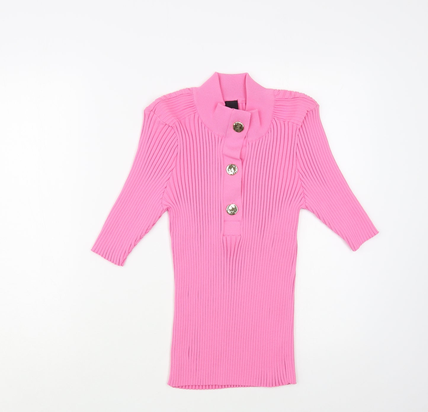 River Island Womens Pink Round Neck  Polyester Pullover Jumper Size 16