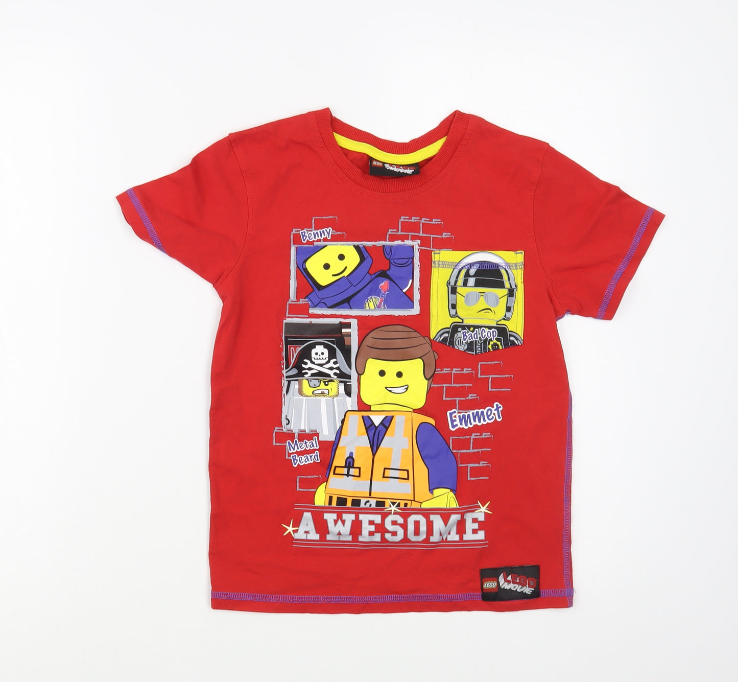 George Boys Red  Cotton Pullover T-Shirt Size 8-9 Years Crew Neck Pullover - Lego