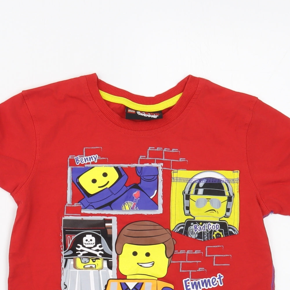 George Boys Red  Cotton Pullover T-Shirt Size 8-9 Years Crew Neck Pullover - Lego