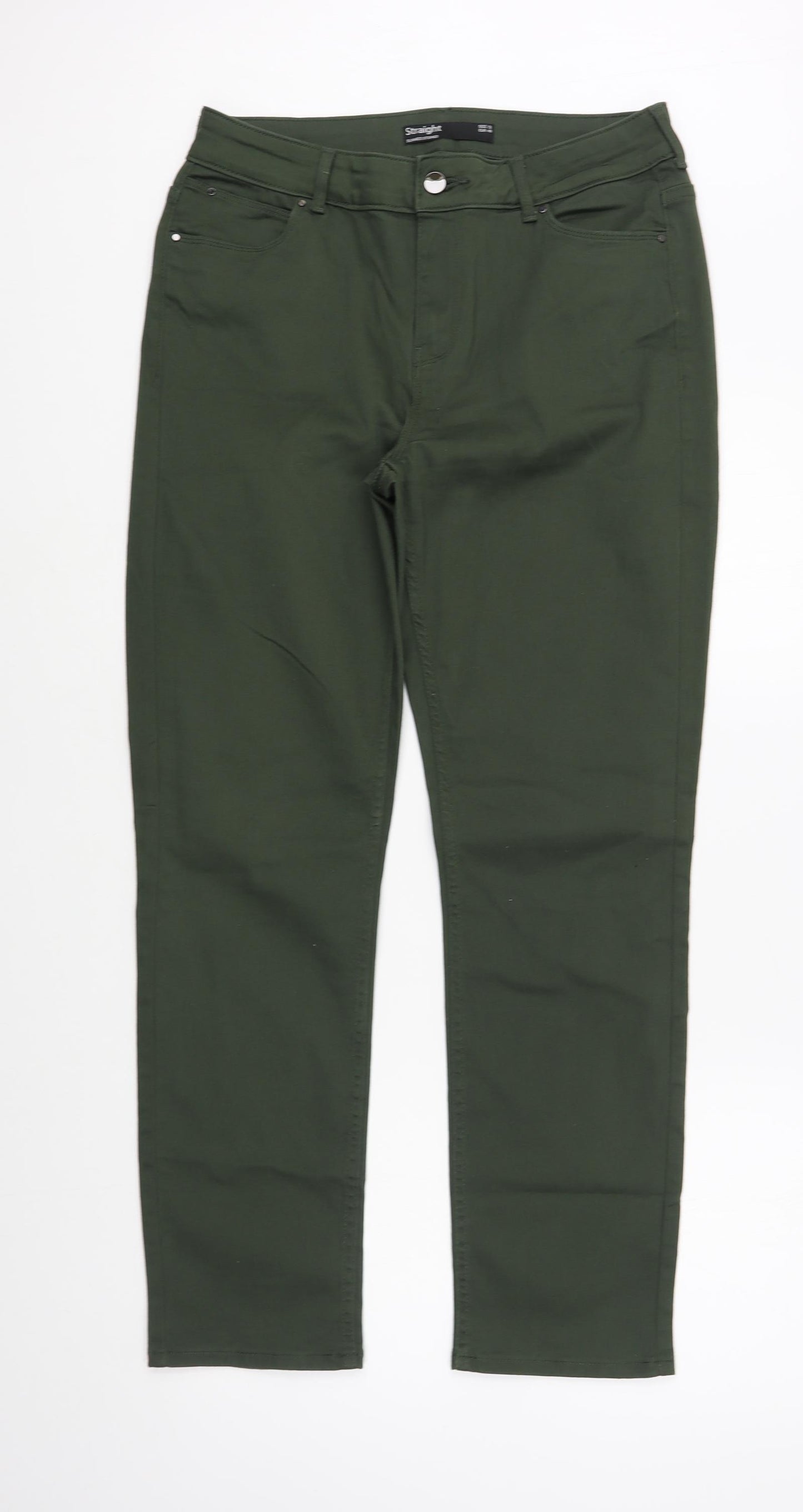Dunnes Stores Womens Green  Cotton Straight Jeans Size 12 L29 in Regular Button
