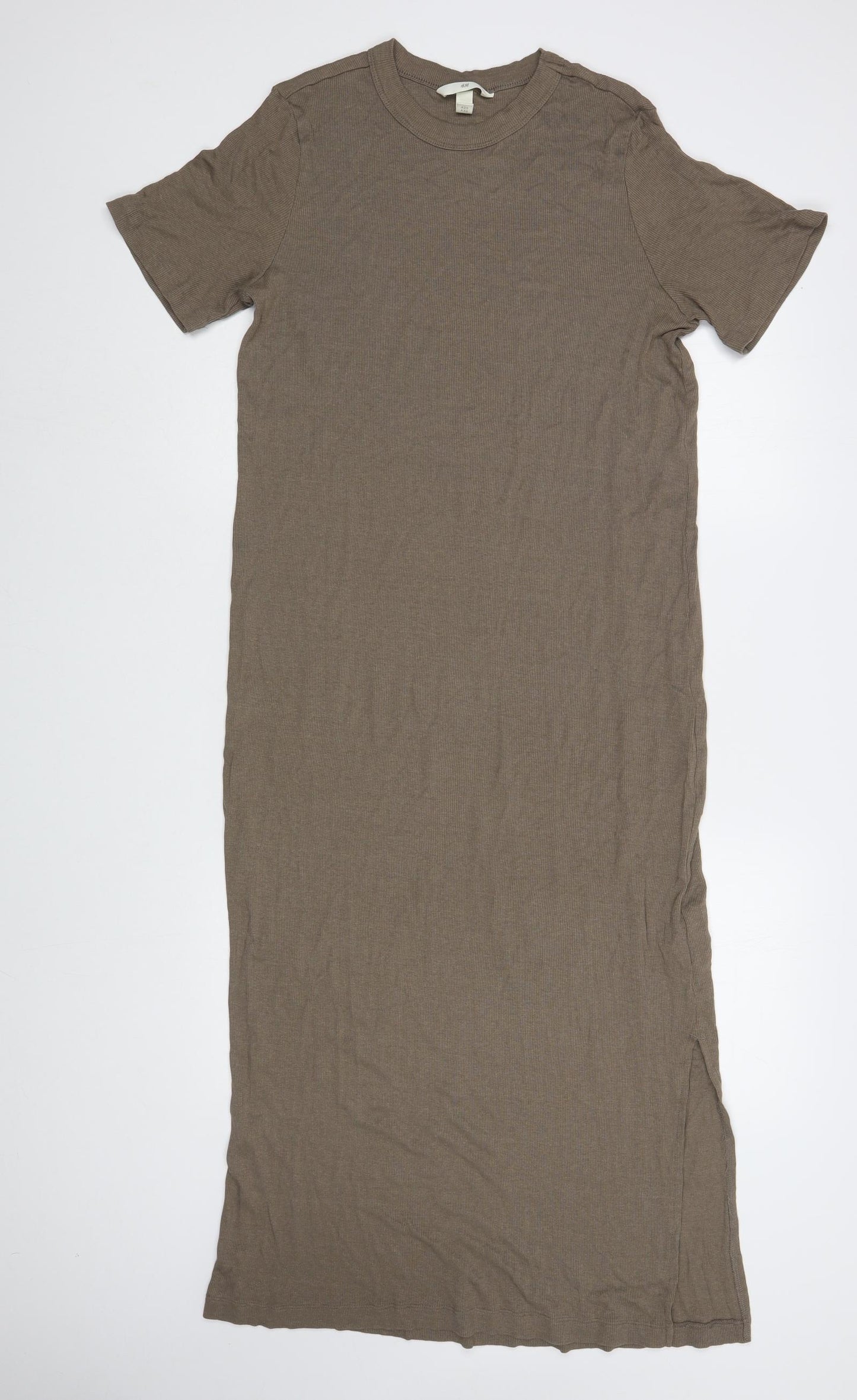 H&M  Womens Brown  Cotton T-Shirt Dress  Size M  Crew Neck Pullover