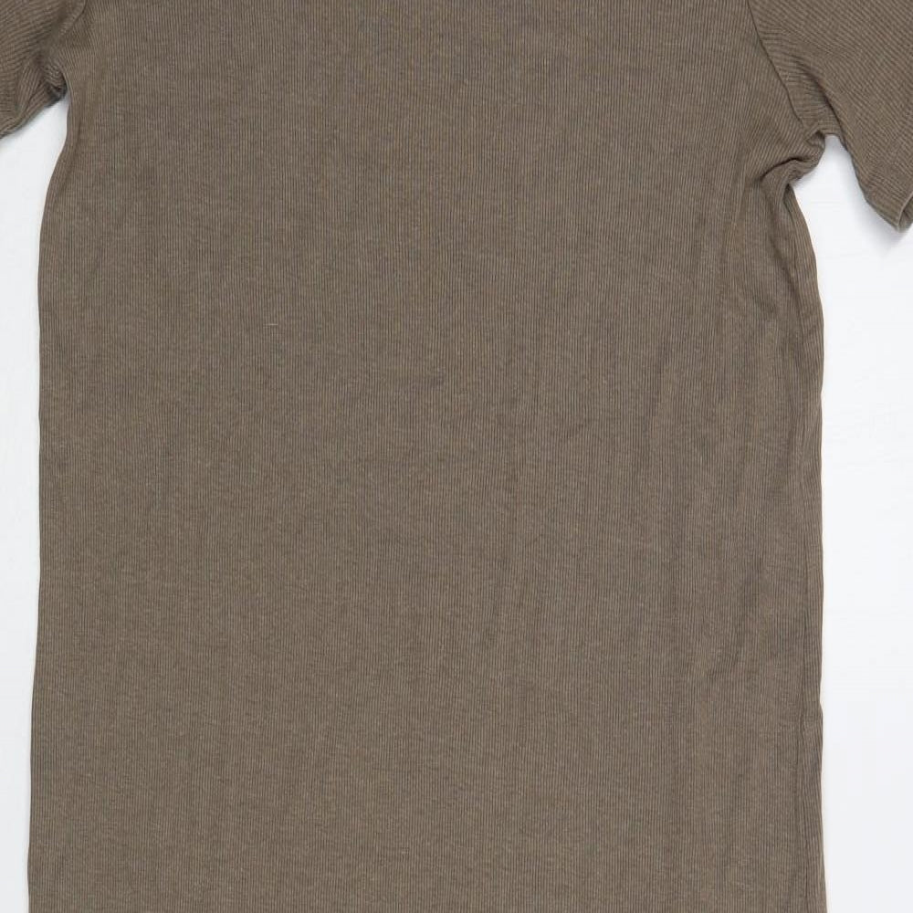 H&M  Womens Brown  Cotton T-Shirt Dress  Size M  Crew Neck Pullover