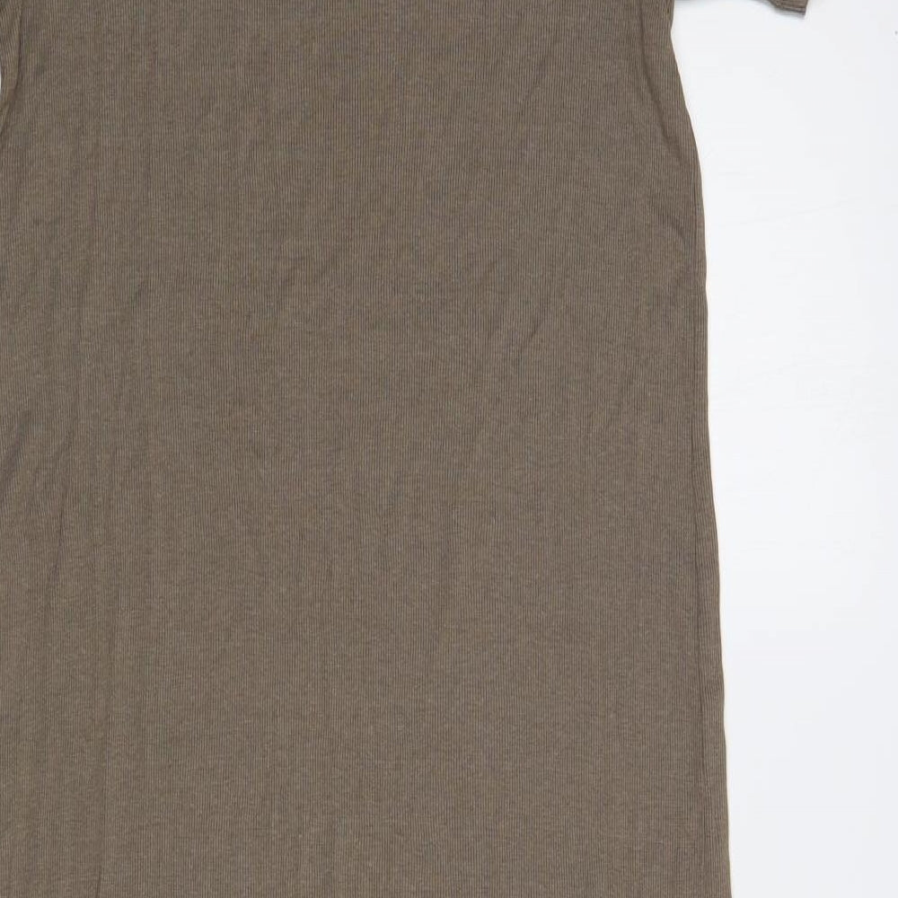 H&M  Womens Brown  Cotton T-Shirt Dress  Size M  Crew Neck Pullover