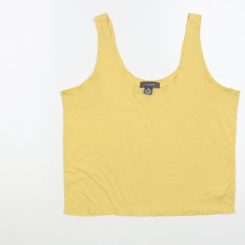 Primark Womens Yellow  Polyester Basic Tank Size 12 Scoop Neck